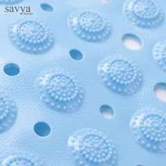 SAVYA HOME Anti Skid Bath Mats | Anti Slip Rubber Shower Mat | Bathroom Mat for Home | Floor Mat with Suction Cups | Machine Washable | Bathroom Accessories | 40 X 100 cm - Sky Blue