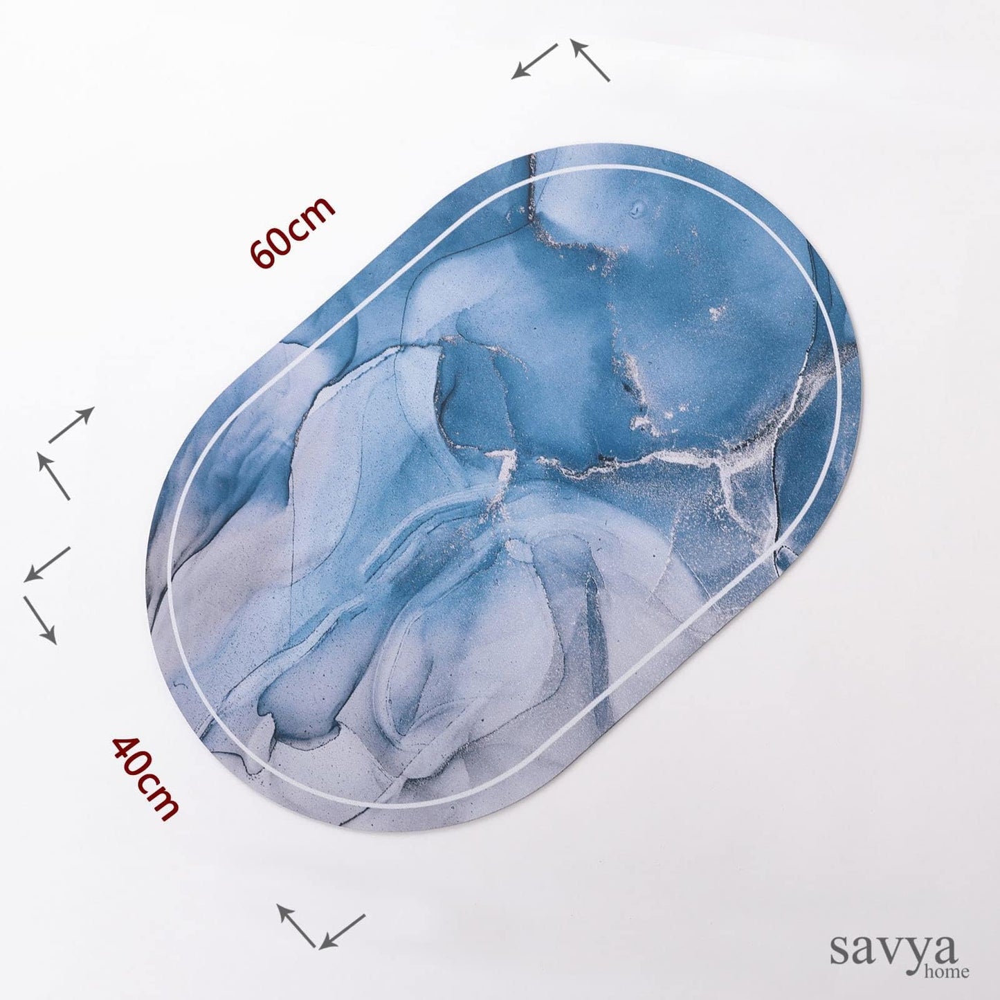 SAVYA HOME Pack of 2 Polypropylene Bathroom Mats|60 x 40cm|Anti-Skid Mat for Living Room, Kitchen, Shower, Bathtub |Multipurpose Mat(Metallic & Bluish)