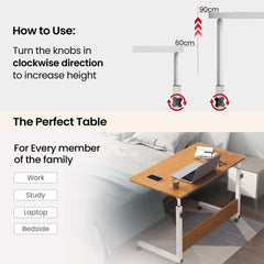 SAVYA HOME Manual Height Adjustable Study Table for Adults, Students, Kids | Portable Table, Computer Table| Office Table for Work from Home, Bed Study Table | 80 * 40 cm, Walnut,1