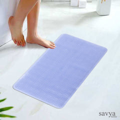 SAVYA HOME Diatom Mud Bathroom Mat | Non Slip Rubber Floor Mat for Kitchen | Light Weight Shower Mat | Anti Skid Door Mat | Foot Mats for Home | Machine Washable | Bath Mats | Blue - 34X 67 cm