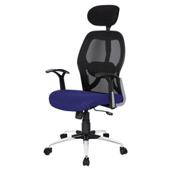 SAVYA HOME Apollo High Back Ergonomic Office Chair/Chair for Office Work at Home/Chairs for Home/Office Chairs for Work from Home/2D LumbarSupport & Headrest, Tiltlock Mechanism,Steel Base-Blue