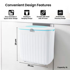 SAVYA HOME 8L Hanging Dustbin For Kitchen | Dustbin For Bathroom | 25 cm Wall Mounted Dustbin For Bedroom | Waste Bin | Stainless Steel Dustbin With Lid | Dustbin for Home | Garbage Bin