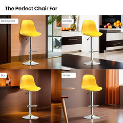 SAVYA HOME Curvy Bar Stool Chair for Kitchen/Bar Chair/Bar Chairs for Home/Kitchen Chair/Parlour Chair/Height Adjustable Chair/360°Swivel/Pneumatic Gaslift/Circular Footrest/Rubber Bottom-Yellow