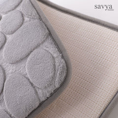 SAVYA HOME Coral Fleece Fabric Bathroom mat|40 x 60|Anti-Skid mat, Living Room mat, Doormat, Multipurpose mat | Quick dry bath mat|Non Slip bath mat|Bath tub mat| Grey