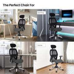 SAVYA HOME Apollo High Back Ergonomic Office Chair/Chair for Office Work at Home/Study Chair for Adults/Office Chairs for Work from Home/Chair for Study Table/Computer Chair/2D Lumbar Support-Grey