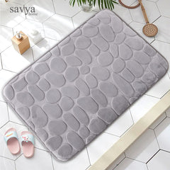 SAVYA HOME Coral Fleece Fabric Bathroom mat|40 x 60|Anti-Skid mat, Living Room mat, Doormat, Multipurpose mat | Quick dry bath mat|Non Slip bath mat|Bath tub mat| Grey