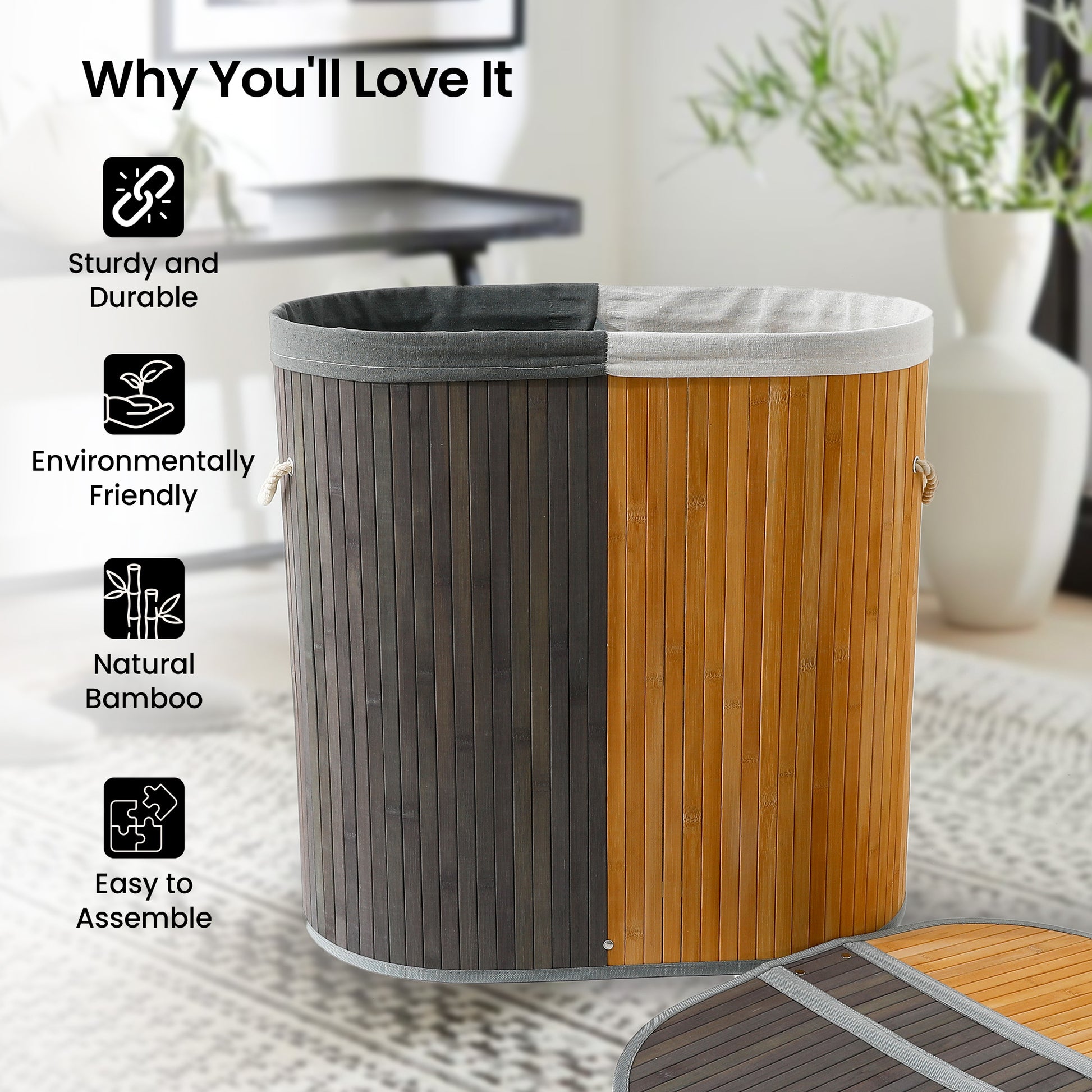 SAVYA HOME bamboo laundry basket - elegant wardrobe storage