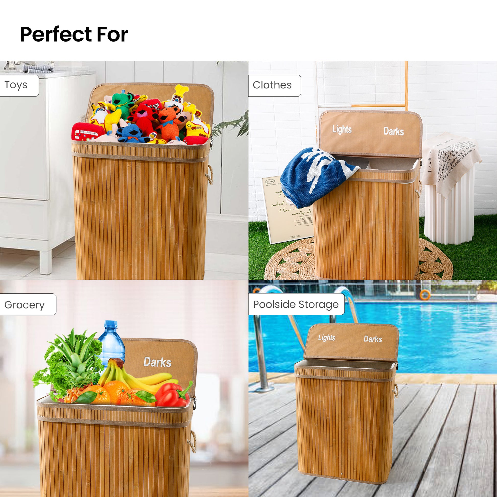 SAVYA HOME Bamboo laundry basket - Easy transportation of clothes