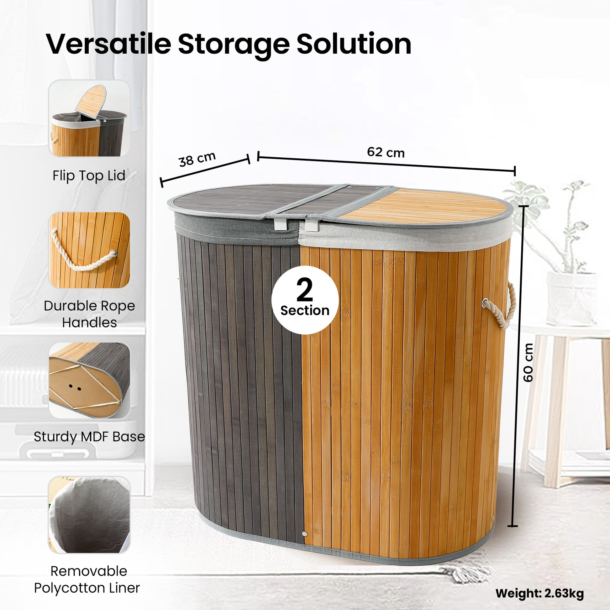 SAVYA HOME bamboo laundry basket - versatile kitchen use