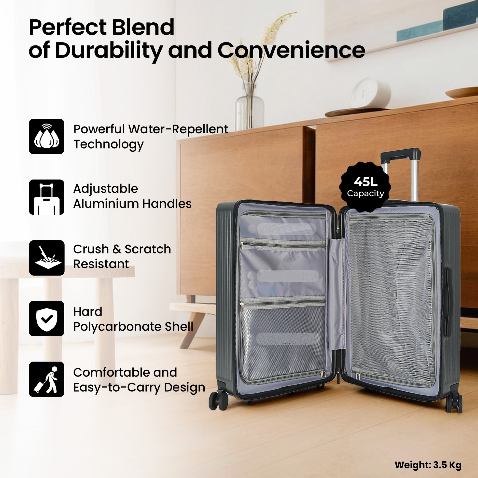 SAVYA HOME Saga Series - Convenient Trolley Bag with USB Port