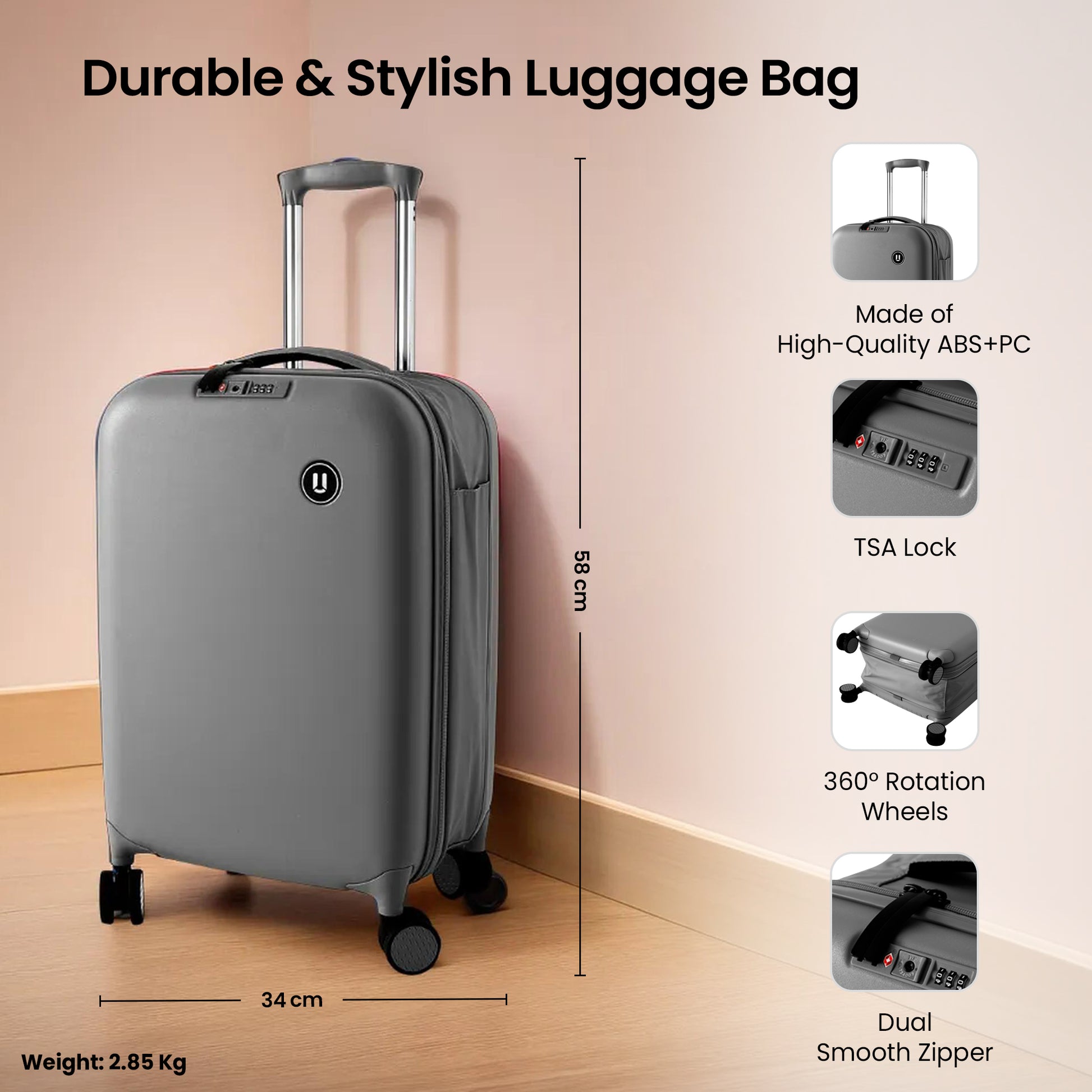 Savya Home Valencia Series Trolley Bag - Water Resistant Feature