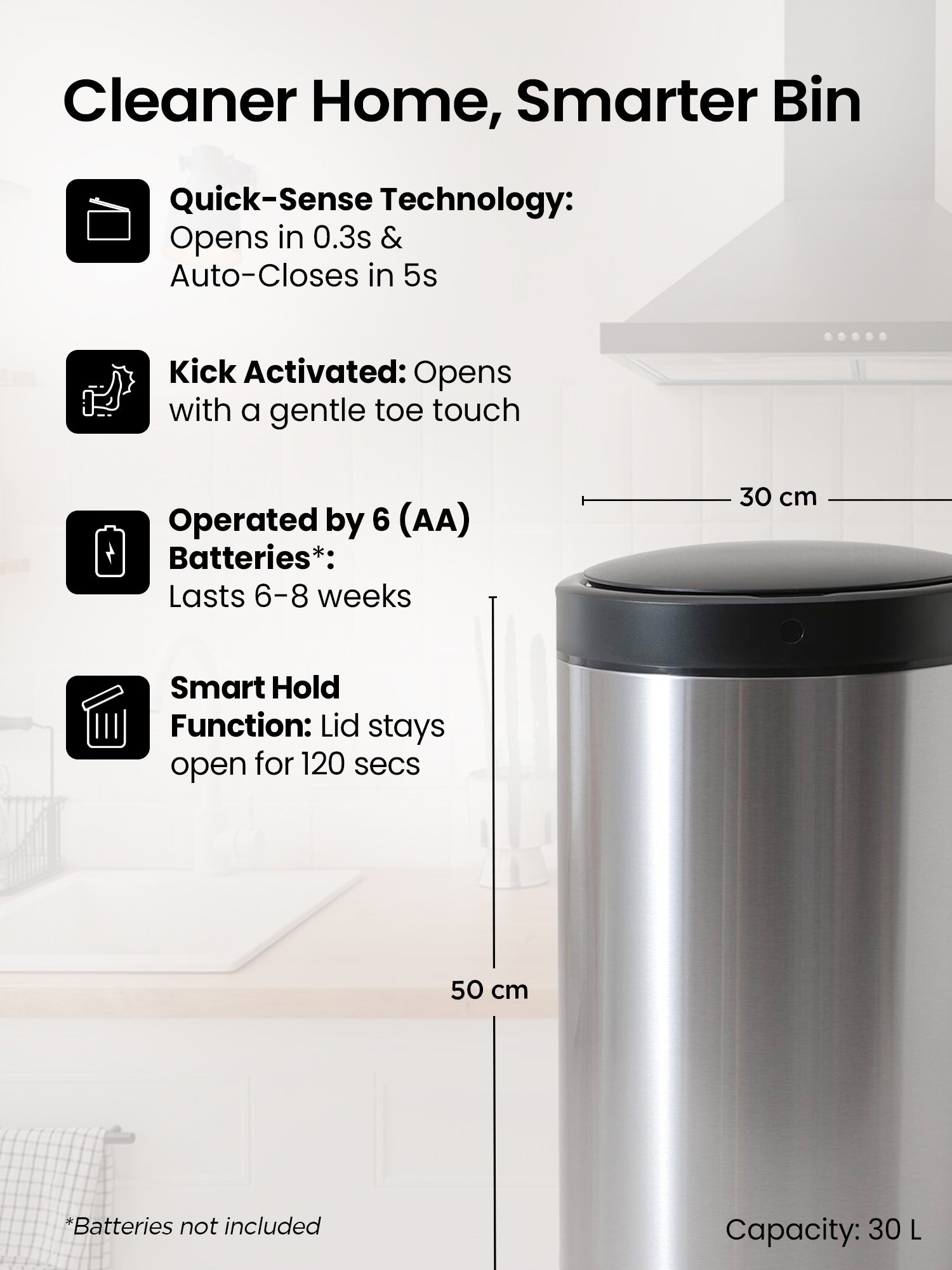 SAVYA HOME Automatic Motion Sensor Dustbin - Outdoor Use
