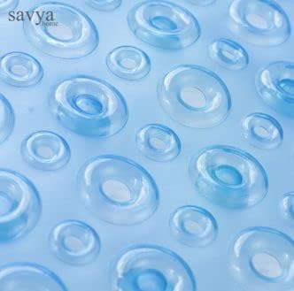 Savya Home Pack of 2 Nonslip Soft Rubber Bath Mat, Rain Mat for Bathtub and Shower, Anti Slip, Anti Bacterial, Machine Washable PVC Bath Mat for Bathroom | 65 x 36 cm | Purple & Blue