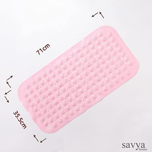 Savya Home Pack of 2 Diatom Mud Bathroom Floor Mat |71 x 35.5 cm|PVC Accu-Pebble Soft & Light Weight Anti-Skid Mat for Living Room,Bathroom/Shower Mat/Multipurpose(Pink & Sky Blue)