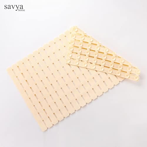 SAVYA HOME Pack of 2 PVC Bathmats | 40x71cm | Anti-Skid mat, Living Room mat, Doormat, Multipurpose mat(Beige)