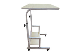SAVYA HOME Multipurpose Manual Height Adjustable, Movable Desk, Study Table, Work Table with Wheels for Home, Office, Couch, Bedside Table (White)