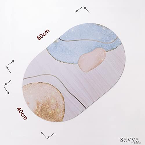 SAVYA HOME Pack of 2 Polypropylene Bathroom Mats|60 x 40cm|Anti-Skid Mat for Living Room, Kitchen, Shower, Bathtub |Multipurpose Mat(Ivory & Bluish)