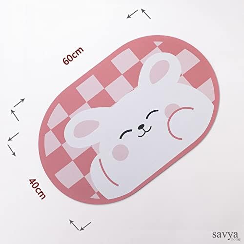 SAVYA HOME Pack of 2 Multipurpose Mat for Kids Bedroom, Play Area, Living Room, Bathroom, Shower | 60 x 40 cm |Tiger & Pink Bunny Design
