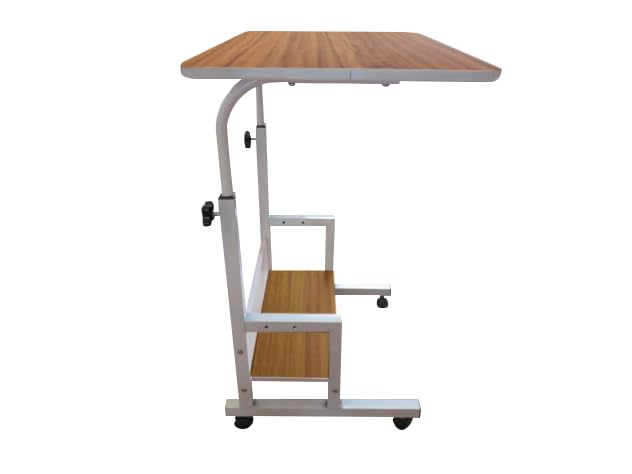 SAVYA HOME Multipurpose Manual Height Adjustable, Movable Desk, Study Table, Work Table with Wheels for Home, Office, Couch, Bedside Table (Walnut)