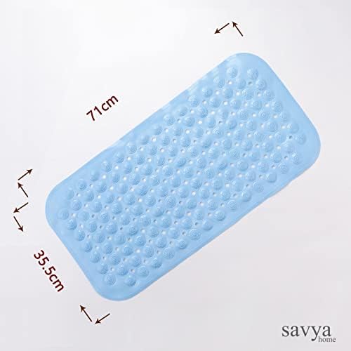Savya Home Pack of 2 Diatom Mud Bathroom Floor Mat |71 x 35.5 cm|PVC Accu-Pebble Soft & Light Weight Anti-Skid Mat for Living Room,Bathroom/Shower Mat/Multipurpose(Sky Blue)