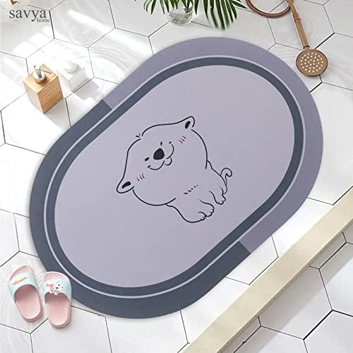 SAVYA HOME Pack of 2 Multipurpose Mat for Kids Bedroom, Play Area, Living Room, Bathroom, Shower | 60 x 40 cm |Pink Bunny & Cute Cartoon Design