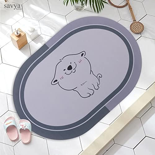 SAVYA HOME Pack of 2 Multipurpose Mat for Kids Bedroom, Play Area, Living Room, Bathroom, Shower | 60 x 40 cm |Teddy Bear & Cute Cartoon Design