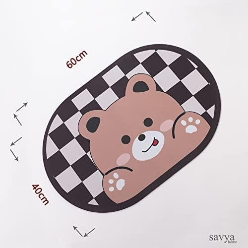 SAVYA HOME Pack of 2 Multipurpose Mat for Kids Bedroom, Play Area, Living Room, Bathroom, Shower | 60 x 40 cm |Teddy Bear & Cute Cartoon Design