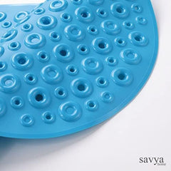 Savya Home Pack of 2 Nonslip Soft Rubber Bath Mat, Rain Mat for Bathtub and Shower, Anti Slip, Anti Bacterial, Machine Washable PVC Bath Mat for Bathroom | 65 x 36 cm |Blue & Pink
