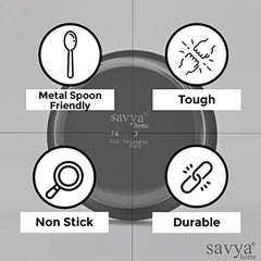 SAVYA HOME® 1 Savya- 3mm HA Deep Kadai with (26cm)-4.4 LTR& Tope (20cm)-2.0ltr |Stove & Induction Cookware | Heat Surround Cooking | Riveted Handles