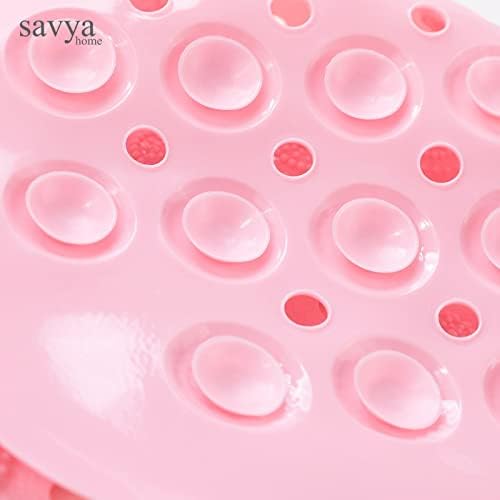 Savya Home Pack of 2 Diatom Mud Bathroom Floor Mat |71 x 35.5 cm|PVC Accu-Pebble Soft & Light Weight Anti-Skid Mat for Living Room,Bathroom/Shower Mat/Multipurpose(Pink & Blue)