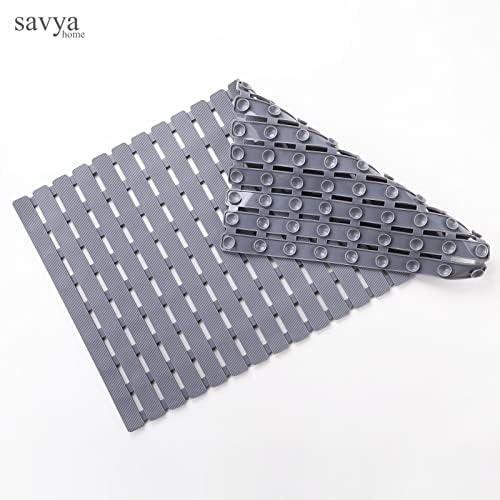 SAVYA HOME Pack of 2 PVC Bathmats | 40x71cm | Anti-Skid mat, Living Room mat, Doormat, Multipurpose mat(Grey)