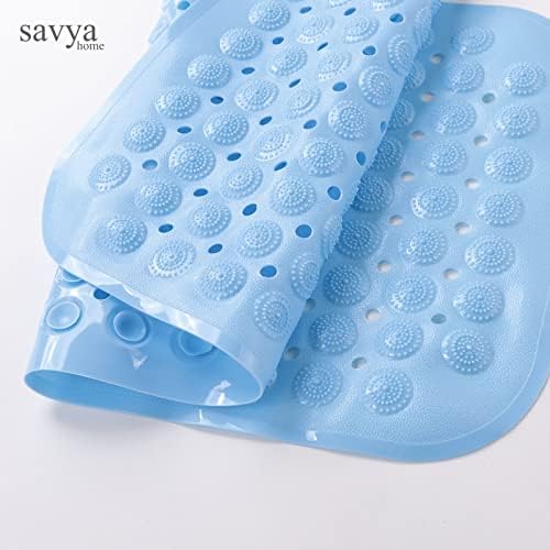 Savya Home Pack of 2 Diatom Mud Bathroom Floor Mat |71 x 35.5 cm|PVC Accu-Pebble Soft & Light Weight Anti-Skid Mat for Living Room,Bathroom/Shower Mat/Multipurpose(Sky Blue)