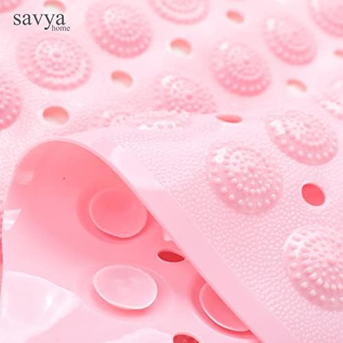 Savya Home Pack of 2 Diatom Mud Bathroom Floor Mat |71 x 35.5 cm|PVC Accu-Pebble Soft & Light Weight Anti-Skid Mat for Living Room,Bathroom/Shower Mat/Multipurpose(Pink & Blue)