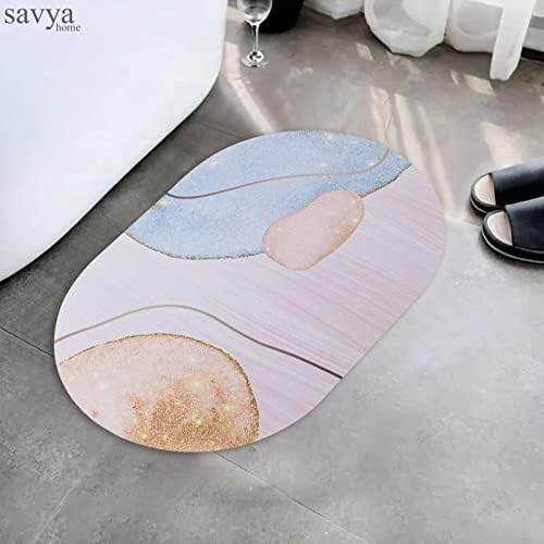 SAVYA HOME Pack of 2 Polypropylene Bathroom Mats|60 x 40cm|Anti-Skid Mat for Living Room, Kitchen, Shower, Bathtub |Multipurpose Mat(Ivory & Bluish)