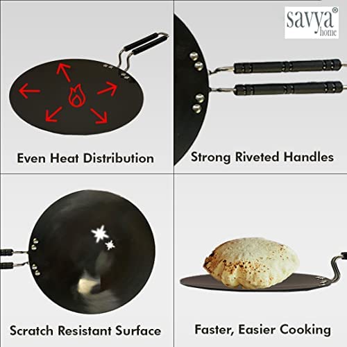 SAVYA HOME® Non-Stick Fry Pan - (18cm) 2.3mm & Hard Anodised Roti Tawa - 25cm Combo | Stove & Induction Cookware | Heat Surround Cooking | Riveted Handles