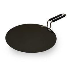 SAVYA HOME Hard Anodized Roti Tawa with Handle | 25 cm Diameter | High Grade Aluminium | Scratch Resistant Surface | Riveted Handles | Roti & Dosa Tawa | Black Color (Medium)