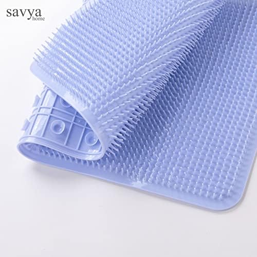 Savya Home Pack of 2 Bathroom Mat PVC/Non-Slip & Soft/Light Weight Mat for Living Room, Anti Skid Mat for Bathroom Floor/Shower Mat/Multipurpose Mat, Grey & Blue