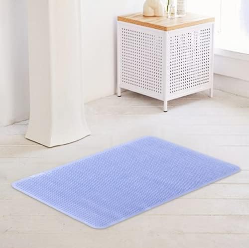 Savya Home Pack of 2 Bathroom Mat PVC/Non-Slip & Soft/Light Weight Mat for Living Room, Anti Skid Mat for Bathroom Floor/Shower Mat/Multipurpose Mat, Grey & Blue