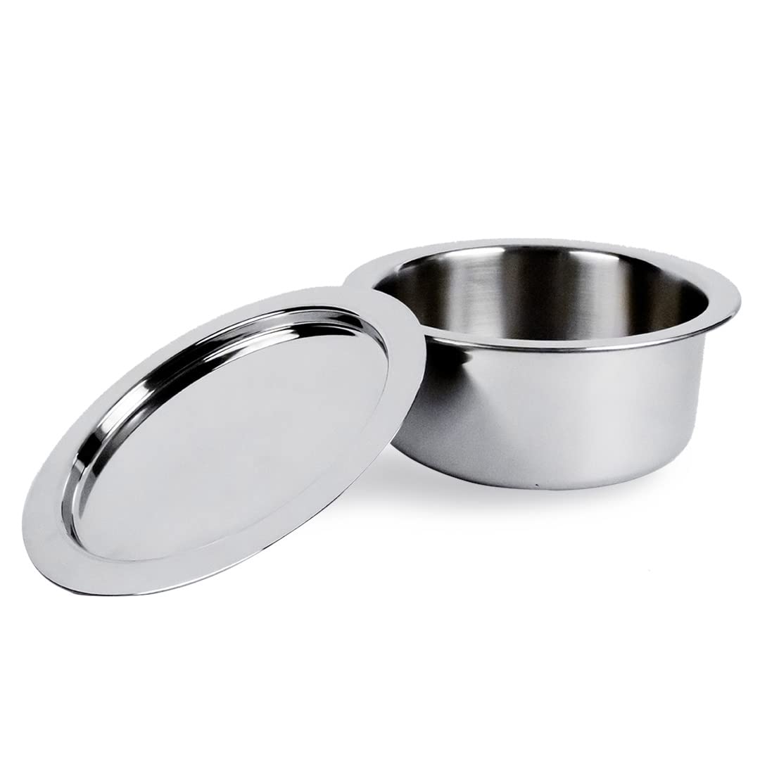 SAVYA HOME Triply Stainless Steel Tope (Patila) with Lid | Handi Casserole with lid | 2.1 L | 18 cm Diameter | 100% PTFE and PFOA Free | Gas Stove & Induction Cookware | Stainless Steel Cookware