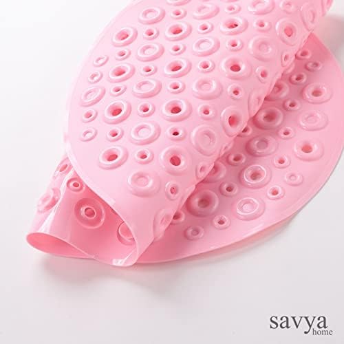 Savya Home Pack of 2 Nonslip Soft Rubber Bath Mat, Rain Mat for Bathtub and Shower, Anti Slip, Anti Bacterial, Machine Washable PVC Bath Mat for Bathroom | 65 x 36 cm |Light Pink & Pink