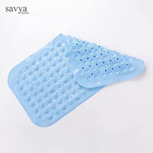 Savya Home Pack of 2 Diatom Mud Bathroom Floor Mat |71 x 35.5 cm|PVC Accu-Pebble Soft & Light Weight Anti-Skid Mat for Living Room,Bathroom/Shower Mat/Multipurpose(Sky Blue)