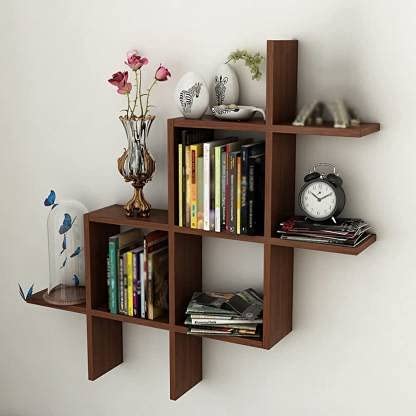 SAVYA HOME Wall Shelves for Living Room | Wall Mounted Book Shelf | Floating Shelves | Durable Engineered Wood | Sturdy & Long Lasting Wall Shelf | Rectangular Wooden Rack