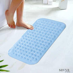 Savya Home Pack of 2 Diatom Mud Bathroom Floor Mat |71 x 35.5 cm|PVC Accu-Pebble Soft & Light Weight Anti-Skid Mat for Living Room,Bathroom/Shower Mat/Multipurpose(Sky Blue)