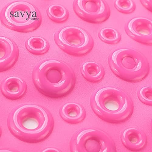 Savya Home Pack of 2 Nonslip Soft Rubber Bath Mat, Rain Mat for Bathtub and Shower, Anti Slip, Anti Bacterial, Machine Washable PVC Bath Mat for Bathroom | 65 x 36 cm |Light Pink & Pink