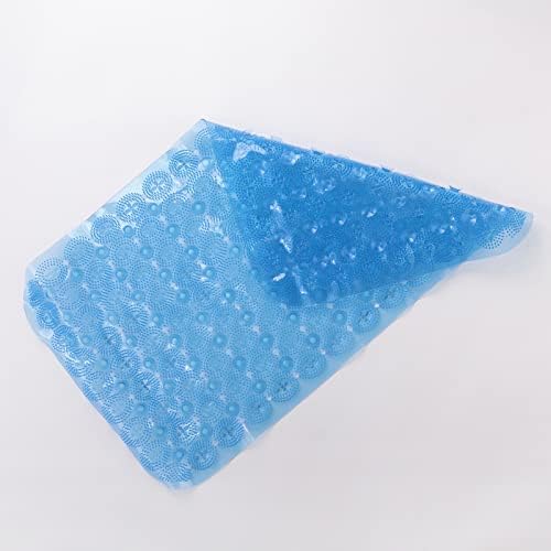 Savya Home Anti Skid Bath Mat for Bathroom, PVC Bath Mat with Suction Cup, Machine Washable Floor Mat (67x37 cm)| Light Green & Light Blue