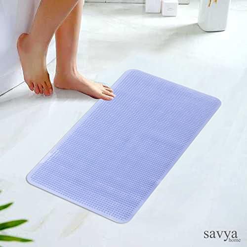 Savya Home Pack of 2 Bathroom Mat PVC/Non-Slip & Soft/Light Weight Mat for Living Room, Anti Skid Mat for Bathroom Floor/Shower Mat/Multipurpose Mat, Grey & Blue