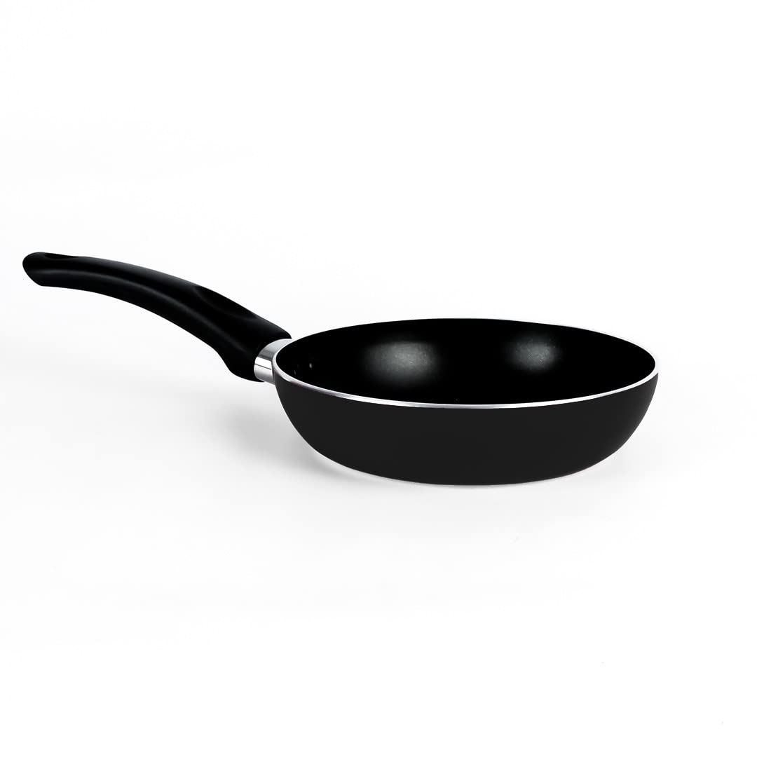 SAVYA HOME Non Stick Frying Pan | 22 cm | Stove & Induction Cookware | Minimal Oil Cooking | Easy Grip Handle | 3 Layer Non Stick Coating | Non-Toxic & Lightweight | 2 Year Warranty| Black Colour
