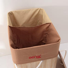 SAVYA HOME Bamboo Laundry basket with lid | Laundry bags for clothes | Foldable & Durable with liner bag | Perfect cloth basket, toys organiser storage|Pack of 3