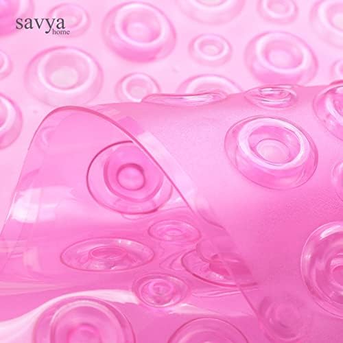 Savya Home Pack of 2 Nonslip Soft Rubber Bath Mat, Rain Mat for Bathtub and Shower, Anti Slip, Anti Bacterial, Machine Washable PVC Bath Mat for Bathroom | 65 x 36 cm | Purple & Pink