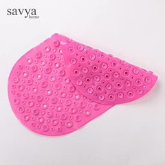 Savya Home Pack of 2 Nonslip Soft Rubber Bath Mat, Rain Mat for Bathtub and Shower, Anti Slip, Anti Bacterial, Machine Washable PVC Bath Mat for Bathroom | 65 x 36 cm |Light Pink & Pink